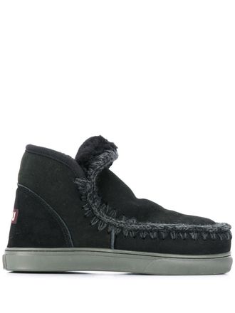 Mou crochet stitch-trim sneaker boots - Black