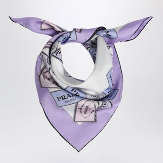 Prada Foulard stampato in twill di seta 55 glicine