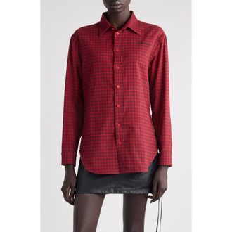 Balenciaga Standard Fit Plaid Flannel Button-Up Shirt in 6167 Red/Black at Nordstrom, Size 10 Us