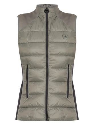 adidas by Stella McCartney logo-print gilet - women - Polyester/Polyester - 2XS - Grey