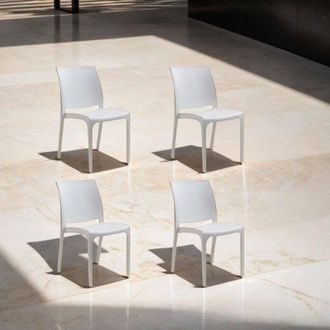 Dmora Sillas De Jard&iacute;n Tambora, Silla De Jardin, Asiento Exterior Multiusos, Banco De Jard&iacute;n, Made In Italy, 54x46 H80 Cm, Blanco - Dmora