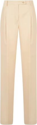 Alberta Ferretti Rechte broek met hoge taille - Dames - Straight fit broeken - Beige - L - Linnen - Broeken