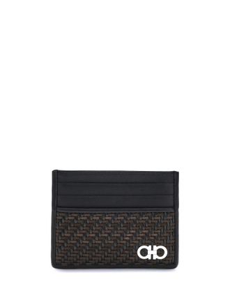 Ferragamo Woven Gancini Card Holder