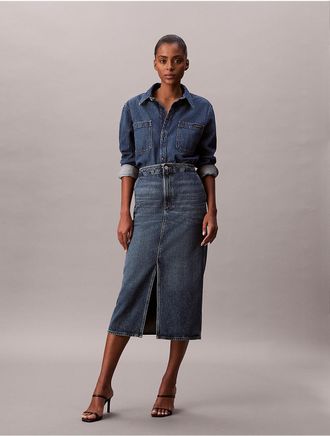 Calvin Klein Jeans Calvin Klein Womens Denim Maxi Carpenter Skirt - Blue - 26