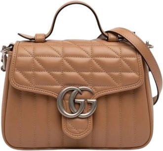 Gucci Pre-owned GG Marmont Top Handle Bag - Dames - Vintage Handtas - Bruin - ONE Size - Leer - Vintage