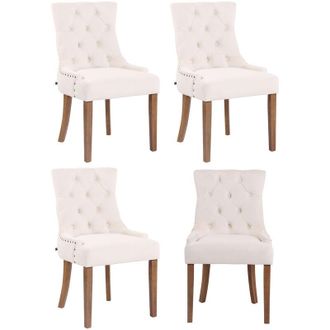Clp Clp - Juego De 4 Sillas De Comedor Aberdeen En Terciopelo Crema Antiguo Claro