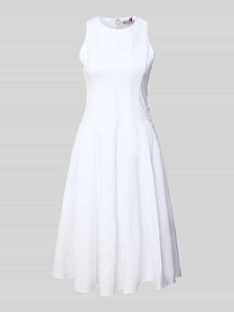 Tommy Hilfiger Tailliertes Freizeitkleid mit Leinen und Viskose-Anteil in Weiss, Gr&ouml;&szlig;e 36