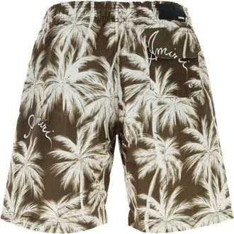 Amiri Mens Printed Polyester Swim Shorts Brown Swimwear
