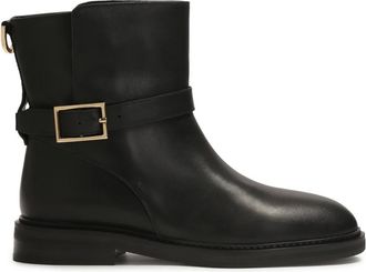 Kazar Zwarte instap laarzen van natuurlijk leer met decoratieve gesp. Dit product valt groot uit. - Dames - Enkellaarsjes - Zwart - 36 EU - Leer - Schoenen