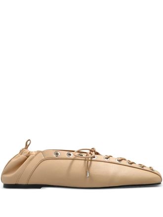 Ganni leather derby shoes - Neutrals