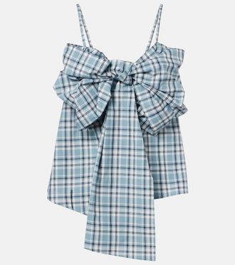 Acne Studios Top in cotone a quadri con fiocco