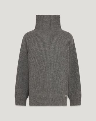 Belstaff Eden Mock Neck Jumper Womens Wool Cashmere Blend Graphite Size M