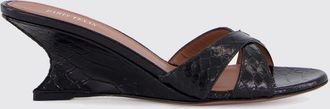 PARIS TEXAS Sandali mules Nina in pelle con zeppa e stampa pitone