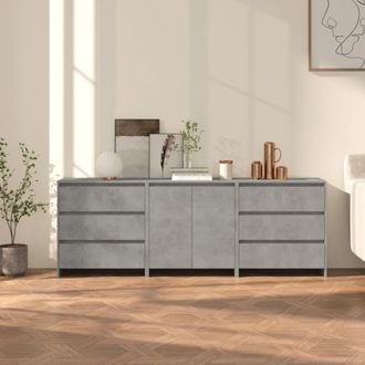 Berkfield Home 3 Piece Sideboard Concrete Grey Engineered Wood