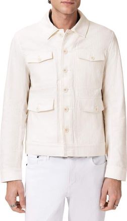 John Varvatos Briggs Textured Cotton Trucker Jacket in Ivory at Nordstrom, Size 50
