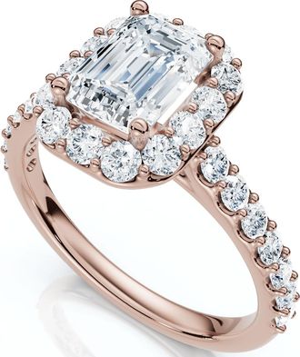 Pompeii3 1 3/4Ct Emerald Cut Diamond Halo Engagement Ring 10k Gold Lab Grown