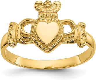 Diamond2Deal 14k Yellow Gold Polished Ladies Claddagh Ring