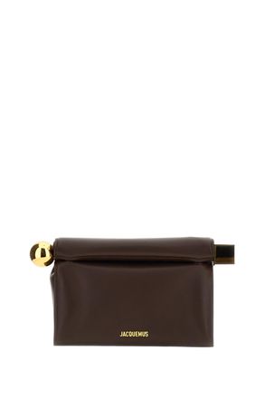 Jacquemus Dark Brown La Pochette Rond Leather Clutch