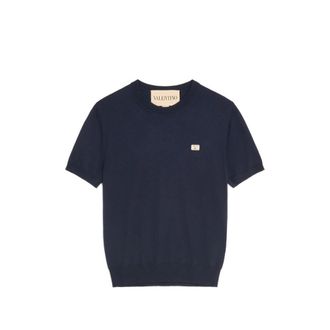 Valentino Wool T-shirt With VLogo Patch