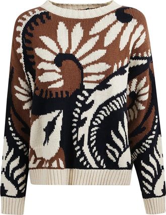Max Mara Celebre Round-neck Truien - Dames - Ronde hals truien - Bruin - XL - Katoen - Truien & Vesten