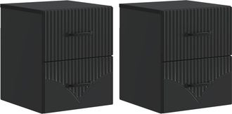 vidaXL Mesita De Noche De Pared 2 Uds. Negro 34,5 X 33 X 40 Cm Vidaxl