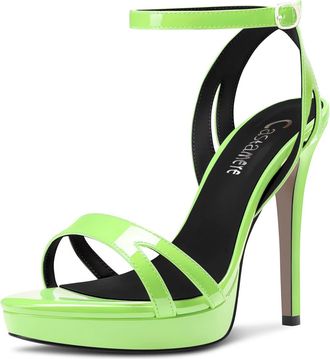 Castamere Women Stiletto High Platform Heel Open Toe Ankle Strap Gladiator Sandals Wedding Prom 12 CM Heels Green A 9 UK