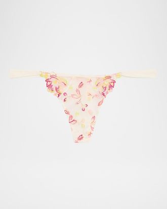 Lise Charmel Folie DEte Floral-Embroidered Tulle Thong