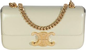 Celine Green Leather Triomphe Chain Shoulder Bag (Authentic Pre-Loved)