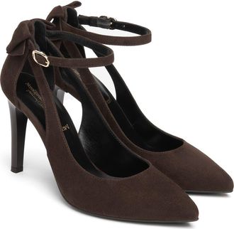 Nero Giardini Bow Ankle Strap Pump in Chocolate at Nordstrom, Size 38