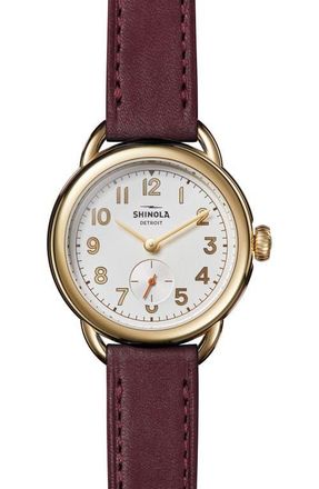 Shinola Runabout Leather Strap Watch, 36mm in Oxblood Leather Strap at Nordstrom