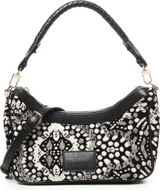 V° 73 Tassen, Dames, Zwart, ONE Size, Katoen, Zwarte schoudertas met gevlochten handvatten