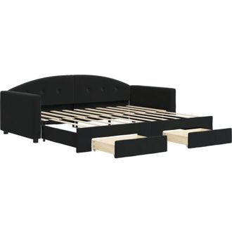 vidaXL Sof&aacute; Cama Nido Con Cajones Terciopelo Negro 90x190 Cm Vidaxl