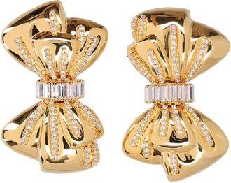 Alessandra Rich Accessoires, Dames, Geel, ONE Size, Kristallen Strik Oorbellen