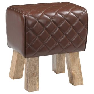 vidaXL Panchina 40 X 30 X 45 Cm Pelle Vera Marrone Diamante Vidaxl