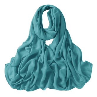 Lina & Lily Luxury Womens Bamboo Viscose Woven Scarf Shawl Wrap Solid Lightweight (Teal Blue)