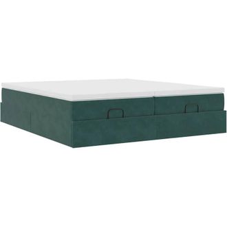 vidaXL Estructura De Cama Otomana Colchones Terciopelo Verde Oscuro Vidaxl