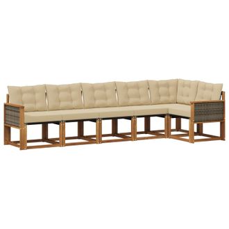 vidaXL Conjunto De Sof&aacute;s De Exterior Con Coj&iacute;n 6 Pcs Natural Y Beige Vidaxl