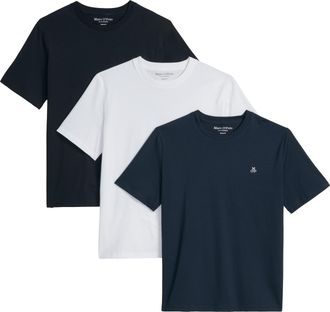 Marc O'Polo T-Shirt MARC OPOLO, Herren, Gr. XXL, multi, wei&szlig;, Single Jersey, Obermaterial: 100% Baumwolle, Rundhals, Shirts T-Shirt, Dreierpack, regular fit aus r