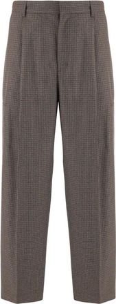 Darkpark Darkpark, Broeken, Heren, Bruin, S, Polyester, Stretch Viscose-Blend Broek Met Ruitpatroon