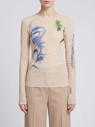 Sportmax Top slim fit a maniche lunghe in jersey con stampa floreale