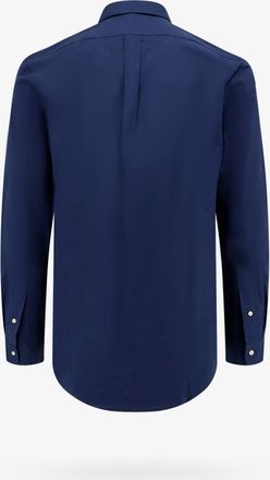 Polo Ralph Lauren Mens Cotton Shirt With Embroidered Logo Blue