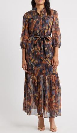 Julia Jordan Metalllic Abstract Print Maxi Dress in Orange Multi at Nordstrom Rack, Size 10