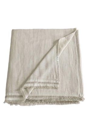 Calvin Klein Fine Weave Linen & Cotton Blend Throw Blanket in Light Beige at Nordstrom Rack