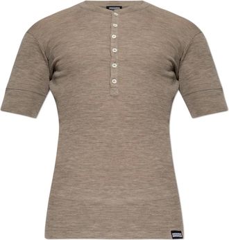 Dsquared2 Tops, Heren, Bruin, XL, Wol, Wolondergoed T-shirt