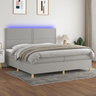 vidaXL Vidaxl - Cama Box Spring Con Colch&oacute;n Tela Y Led Gris Claro 200x200 Cm