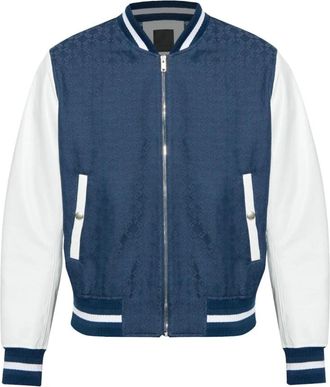 Givenchy Denim Monogram 72 en Leren Varsity Jack - Heren - Bomber jackets - Veelkleurig - M - Denim - Jassen