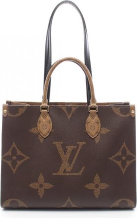 Louis Vuitton Beige Brown Monogram Coated Canvas Leather Handbag Tote Bag (Pre-Owned)
