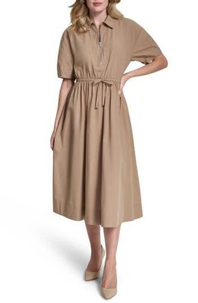 DKNY Zipped Cotton Shirtdress in Cappuccino at Nordstrom Rack, Size 12