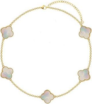 Gabi Rielle Clover Station Chain Bracelet in Gold/Pearl at Nordstrom Rack