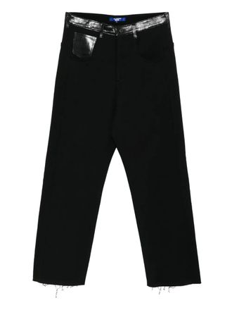 Junya Watanabe raw-edge trousers - men - Cotton/Calf Leather - L - Black